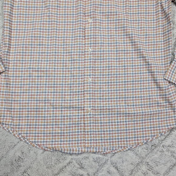 Turtleson Shirt Mens M Blue Yellow Checkered Button Up Polyester Office Preppy - Picture 3 of 7
